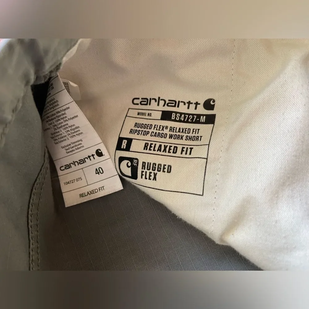 Carhartt Cargo Men’s work Shorts grey rugged flex relaxed fit rip stop size 40